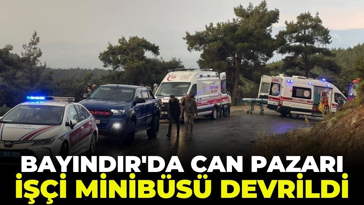 Bayındır'da can pazarı! İşçi minibüsü devrildi
