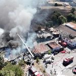 Yangının bilançosu havadan görüntülendi! Fabrikadan geriye enkaz kaldı