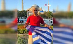 Ayasofya önünde Yunan bayrağı ile provokasyon