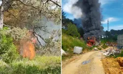 Şile'de işçilerin kaldığı konteynerda çıkan yangın ormana sıçradı