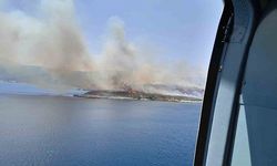 İzmir’de makilik alan yangına havadan ve karadan müdahale