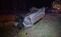 Edirne'de korkunç kaza! Takla atan otomobilin sürücüsü şoka girdi