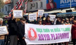 Foça'da maden protestosu: ''Siyanürcü şirket Türkiye'yi terket!''