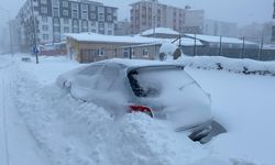Yoğun kar yağışı Ardahan'ı felç etti: araçlar kar altında