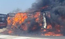 Gaziantep'te tırın dorsesi alev alev yandı: Sürücü son anda kurtuldu!