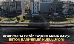 Kordon’da deniz taşkınlarına karşı beton bariyerler kuruluyor