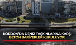 Kordon’da deniz taşkınlarına karşı beton bariyerler kuruluyor