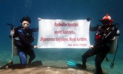 Fethiye'de dalgıçlar deniz altında organ bağışı için pankart açtı!