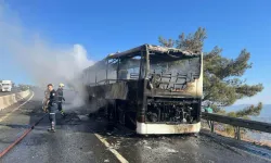 Muğla'da yolcu otobüsünde çıkan yangında otobüs kullanılamaz hale geldi