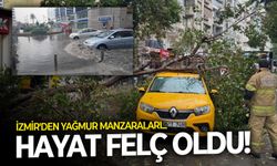 Hayat felç oldu: İzmir'den yağmur manzaraları...