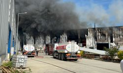 Sanayi bölgesinde yangın: Fabrikadan peş peşe patlama sesleri yükseldi