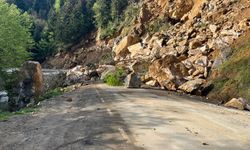 Giresun'da gece yarısı heyelan! Yol ulaşıma kapandı