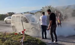 İzmir Kemalpaşa'da araçta yangın çıktı!