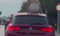 Çeşme trafiğinde tehlikeli dans: Araçtan sarkarak dans etti