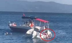 Denizde sürat teknesi kazasıyla panik anları