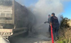 Tırın dorsesi alev aldı