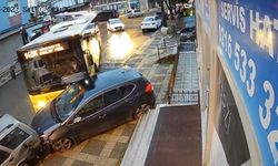 Kontrolden çıkan belediye otobüsü ortalığı birbirine kattı!