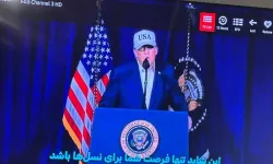 Dünya bu görüntüyü konuşuyor! İranlıların ekranlarına Trump ve Netanyahu verildi!