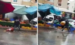 İzmir Bornova'da manav satırla sokakta terör estirdi!