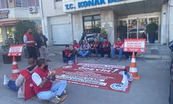 Konak Belediyesi önünde 8. gün!  İşçinin alacakları için sendika yönetimi eylemde!