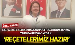 CAO Adalet Kurulu Başkanı Prof. Dr. Boyunsuz’dan ‘yargıda reform’ mesajı: Reçetelerimiz hazır!