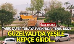 Güzelyalı Tarık Zafer Tunaya Parkı’nda ‘tenis’ krizi: Yeşile kepçe girdi!