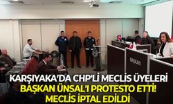 Karşıyaka Meclisi'nde CHP'li meclis üyeleri Başkan Ünsal'ı protesto etti! Meclis iptal edildi