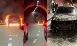 Tünelde kabus dakikaları: İzmir yolundaki tünelde otomobil alev alev yandı!