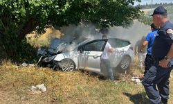 İzmir'de kontrolden çıkan araç ağaca ok gibi saplandı: 4 ağır yaralı!