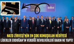 NATO Zirvesi'nin en çok konuşulan hediyesi: Liderler Erdoğan'ın verdiği revolverleri bakın ne yaptı