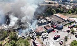 Yangının bilançosu havadan görüntülendi! Fabrikadan geriye enkaz kaldı