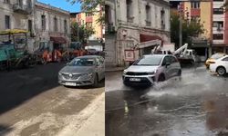 İzmir'de yıllar sonra yenilenen yol, ilk yağmura dayanamadı! Sular altında kaldı...