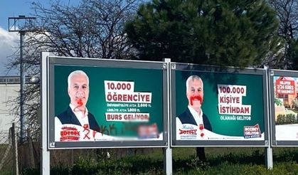 CHP'li Bursa Büyükşehir Belediye Başkan Adayının ve Nilüfer Belediye Başkan Adayının afişlerine saldırı!