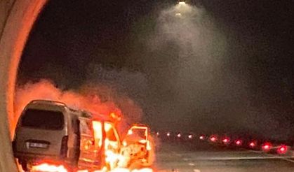 Çanakkale'de korkutan anlar: Tünelde araç yangını çıktı!