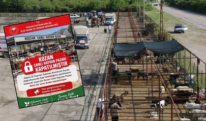 Kozan Canlı Hayvan Pazarı şap hastalığı nedeniyle kapatıldı