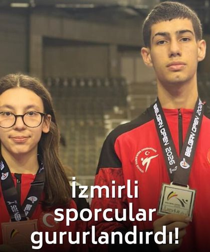 İzmir Kemalpaşa'nın gururu tekvandonun altın çocukları Belçika'dan madalyalarla döndü!