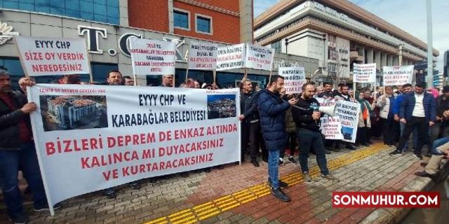 TOKİ hak sahiplerinden Karabağlar Belediyesi önünde 'mağduruz' eylemi