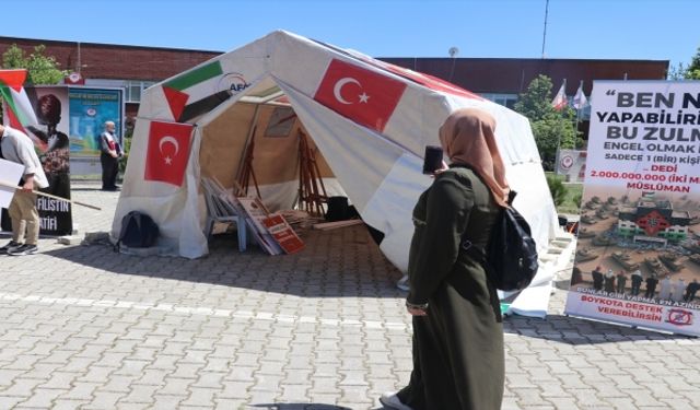 Isparta'da Gazze çadırı: Süleyman Demirel ve Isparta Uygulamalı Bilimler Üniversiteleri Filistin'e destek verdi