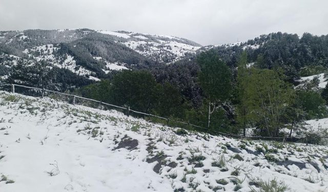 Çorum'da 'Mayıs' süprizi: Dağlar karla kaplandı!