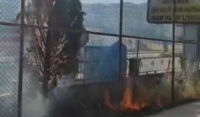 Adıyaman’da okul bahçesinde yangın: Çam ağaçları kül oldu!