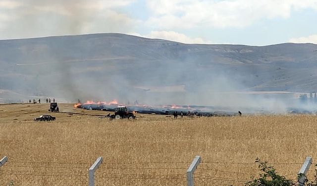 Sivas'ta buğday tarlasında yangın: 150 dönüm kül oldu