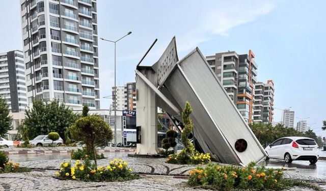 Adana'da fırtına hayatı felç etti: Ağaçlar devrildi, vinç çöktü!