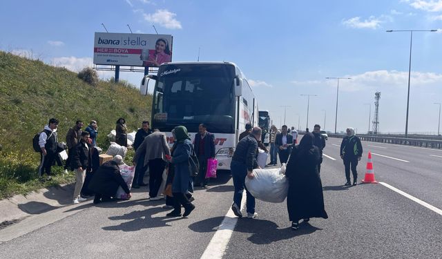İstanbul'dan Malatya'ya giden yolcu otobüsünde yangın! Yolcular tahliye edildi