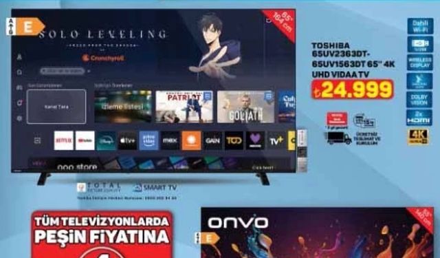 A101'de isteyene Toshiba isteyene Onvo akıllı televizyon! 18 Aralık A101 indirimli aktüel katalog yayında