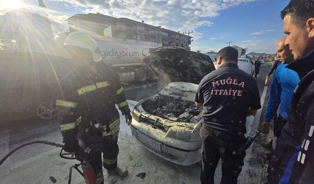 Seyir halindeki araç alevlere teslim oldu
