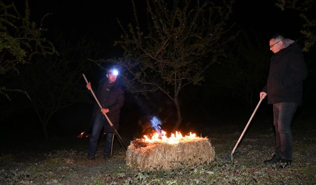 Don tehlikesine karşı gece mesaisi: Çiftçiler nöbette