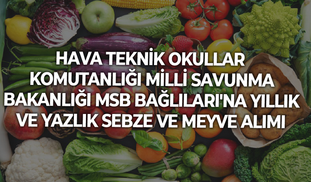 HAVA TEKNİK OKULLAR KOMUTANLIĞI MİLLİ SAVUNMA BAKANLIĞI MSB BAĞLILARI'NA YILLIK VE YAZLIK SEBZE VE MEYVE ALIMI