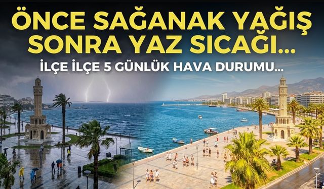 İzmir'de hava durumu alarmı! Önce sağanak yağış sonra yaz sıcağı! İlçe ilçe 5 günlük rapor