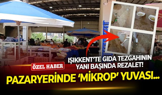 Pazaryerinde mikrop yuvası! Işıkkent’te gıda tezgahının yanı başında rezalet!