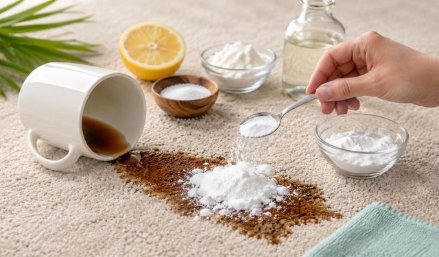 Doğal temizlik hilesiyle halıdaki çay ve kahve lekelerine veda edin